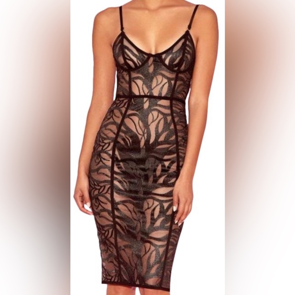 Corset mesh black dress
